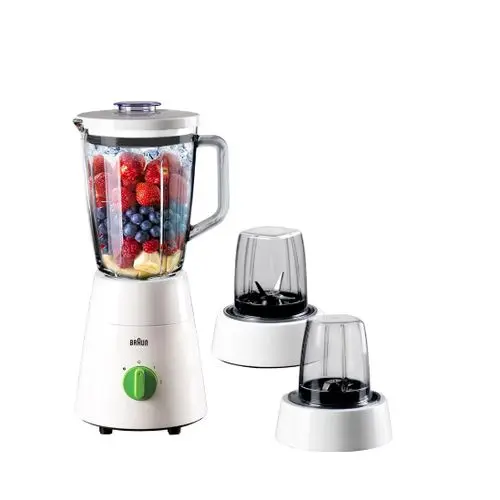 Braun 3 In 1 Jug Blender with Chopper and Grinder, 500 Watt, White - JB0123WH
