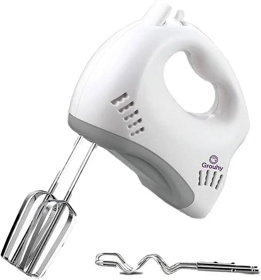 Grouhy Hand Mixer 400 Watt, 4 Speeds, Turbo Speed, White GHM400WG
