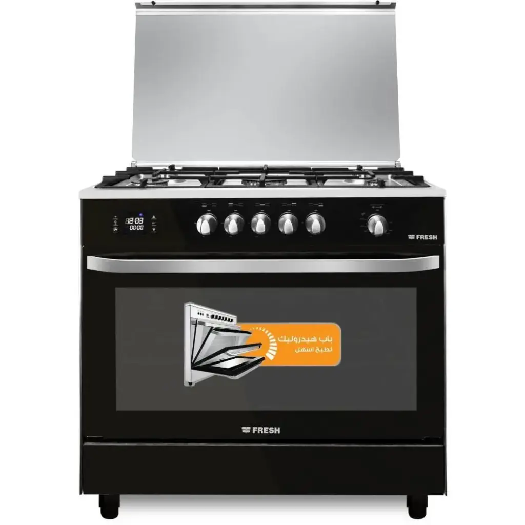 Fresh Gas Cooker, 5 Burners, Black and Silver - 13914