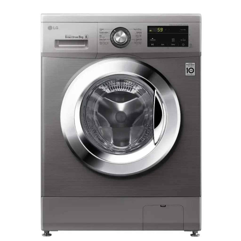LG Front Load Inverter Washing Machine, 8KG, Silver - FH2J3TNG5