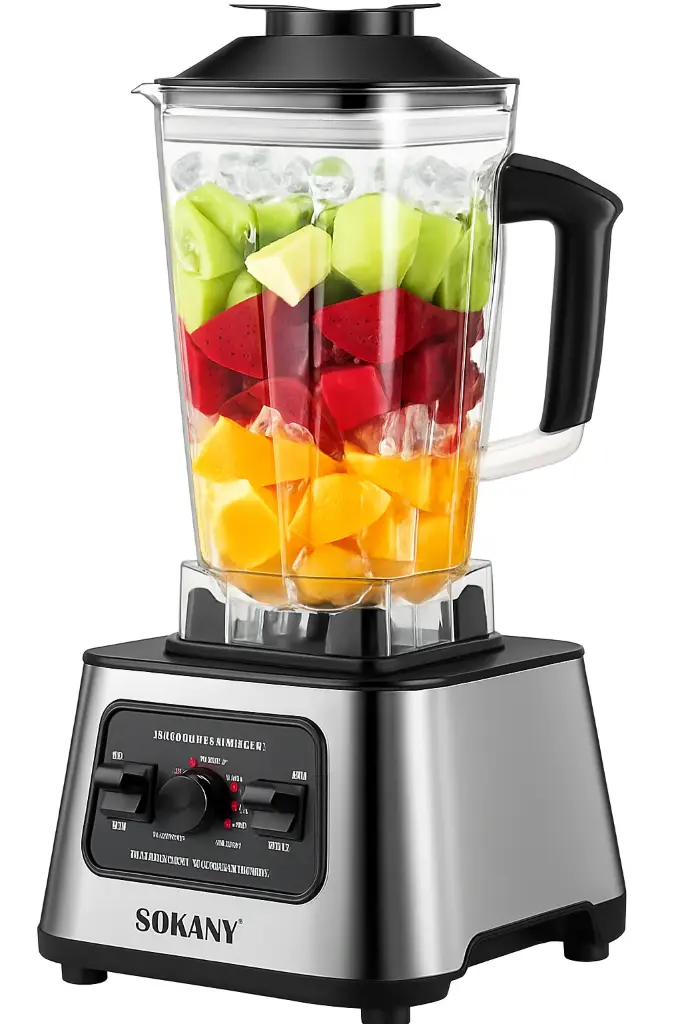 Sokany Countertop Blender, 2.5 Liter, 6000 Watt, Black Silver - SK-999N