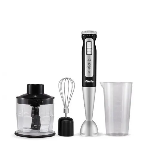 Mienta Turbo Plus Hand Blender With Attachments, 600ml, 1000 Watt, Black and Silver - HB111438A 