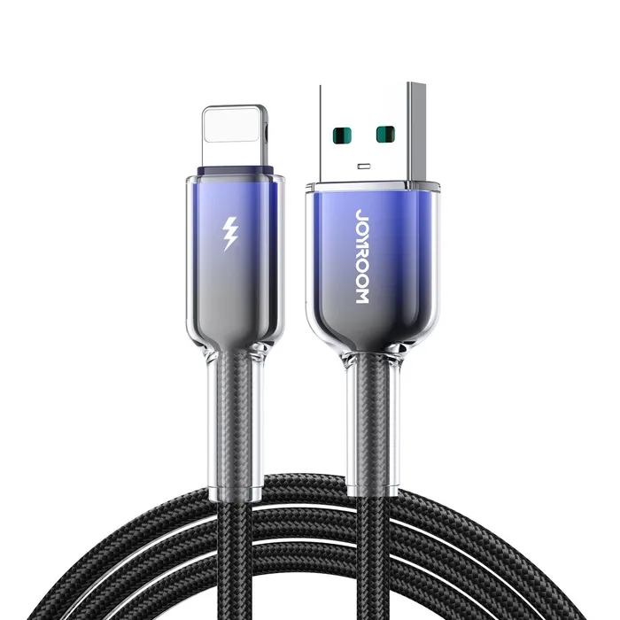 Joyroom Crystal-Clear Series USB-A to Lightning Data Cable, 1.2 Meter, 3A, Black - S-A42 