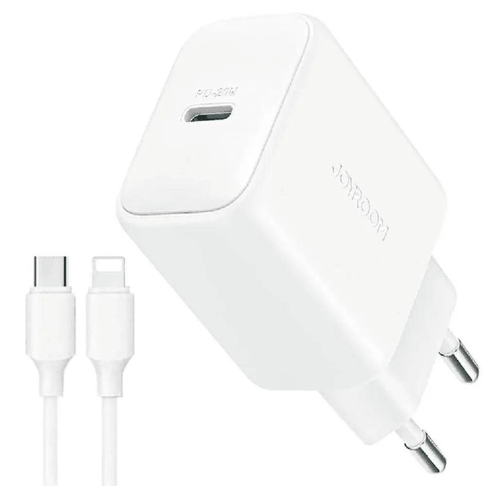 Joyroom JR-TCF20 PD 20W Charger-White (EU) + C to C/C to L Cable 1m