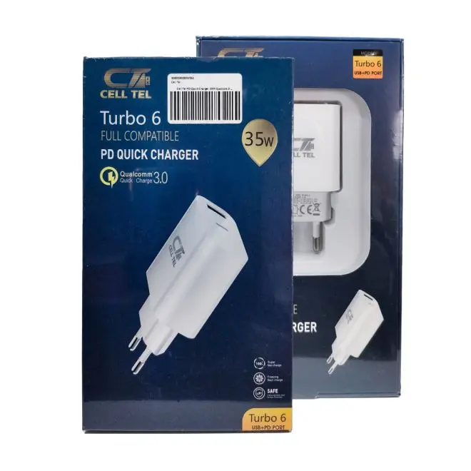 Cell Tel Charger, (QC3.0+PD), 36 Watt - Turbo-6