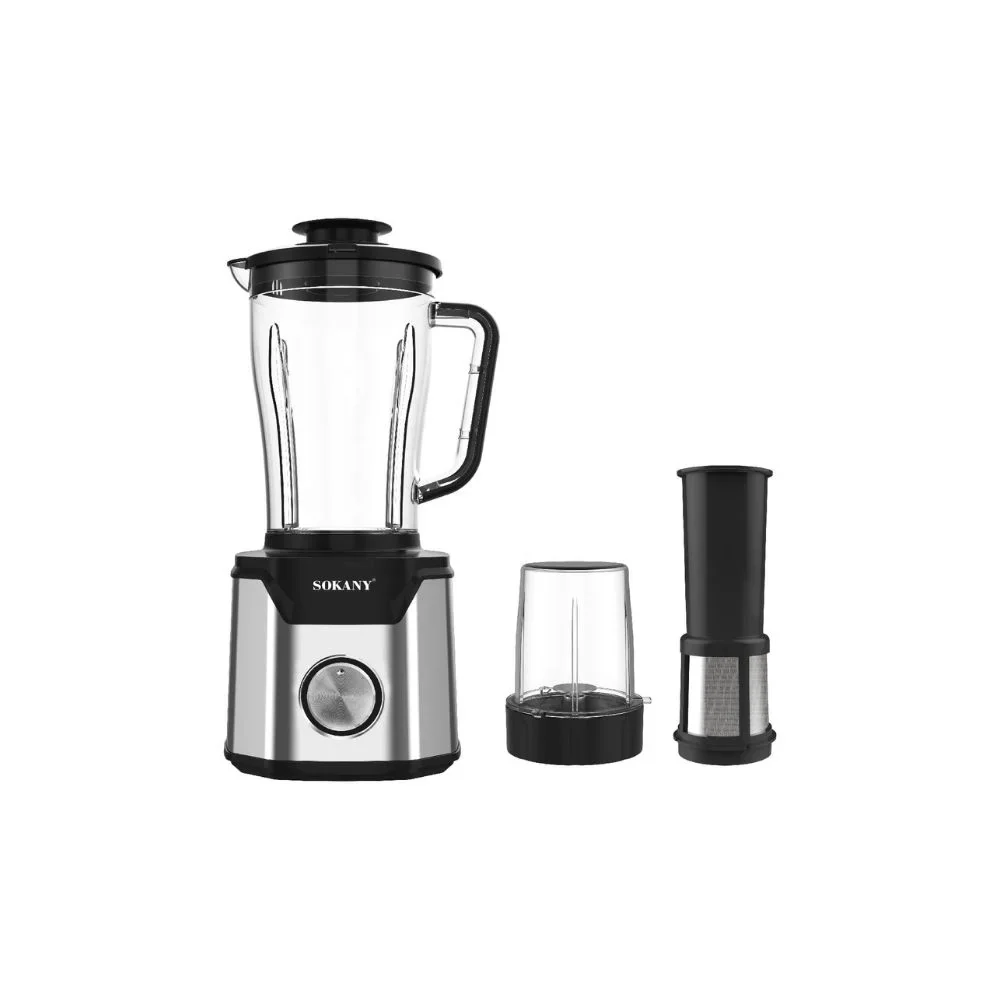 Sokany 3 In 1 Stainless Steel Blender, 1000 Watt, 2.5 Liters - SK-03072