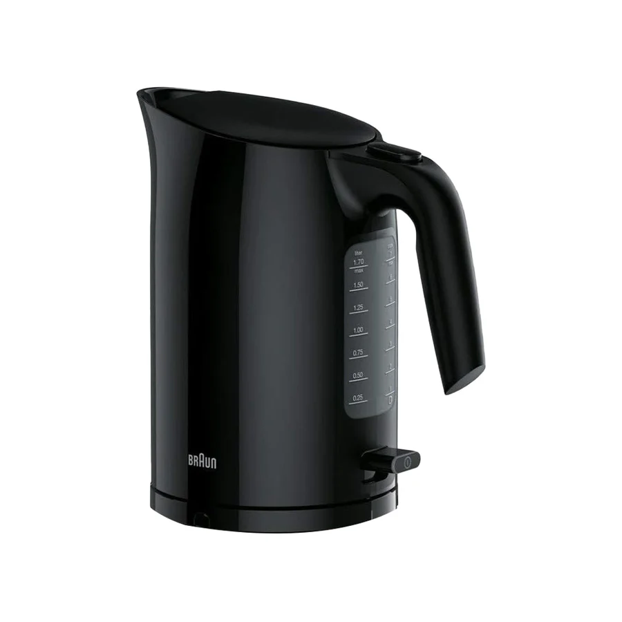 Braun PurEase Electric Kettle, 2200 Watt, 1.7 Liters, Black - WK3100BK