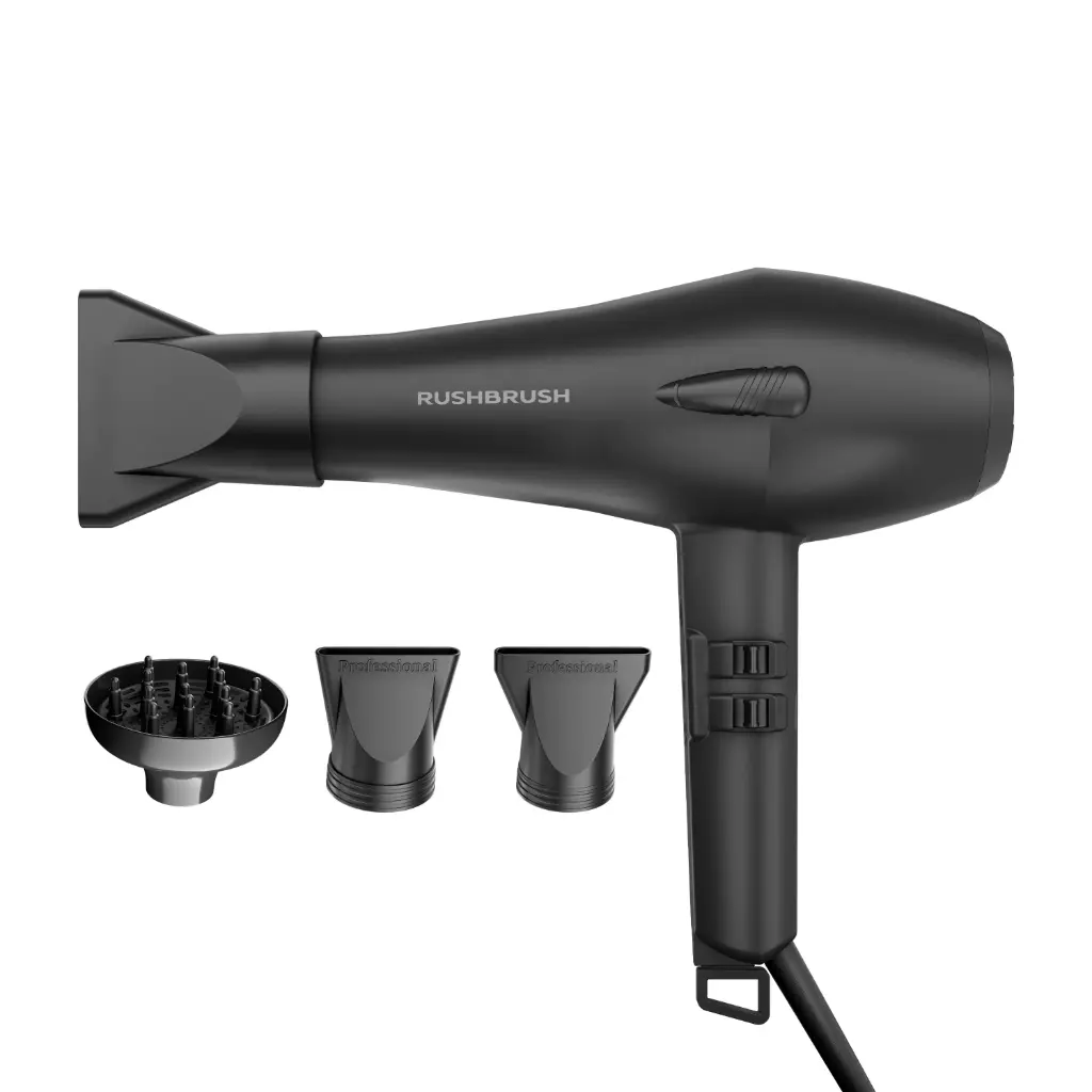 Rush Brush Hair Dryer, 2600 Watt , Black - D3 Turbo