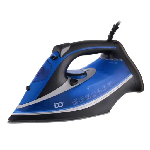 [6224010925649] IDO Steam Iron , 400 ml, 2800 Watt, Black and Blue - SI2800-BBK