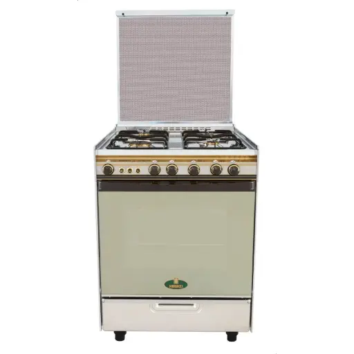 [6400] Kiriazi Gas Cooker 4 Burners, Silver - Stainless Steel - 6400