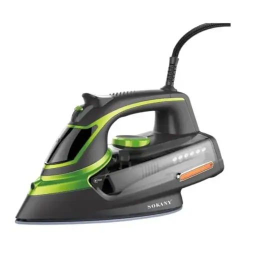 [SK-11015] Sokany Ceramic Steam Iron, 2400 Watt, Black & Green - SK-11015