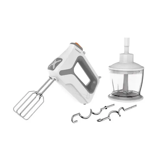 [6221127023459] Tornado Hand Mixer with Chopper, 400 Watt, White - THM-400SS