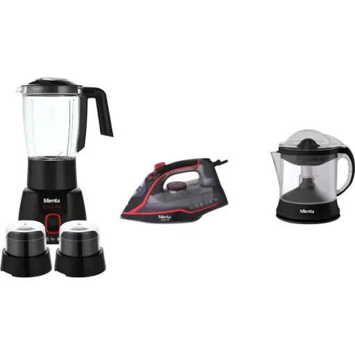 [6224001736278] Mienta BIC3000A Bundle, Countertop Blender, 1.75 Liter - BL1361B with Steam Iron, 2200W - SI181438B and Citrus Juicer, 1 Liter - CP10308B