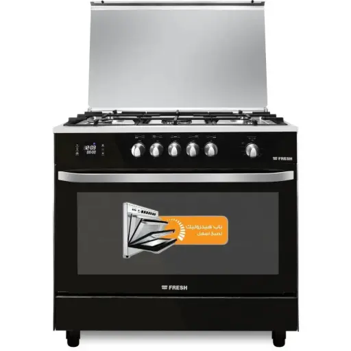 [13914] Fresh Gas Cooker, 5 Burners, Black and Silver - 13914