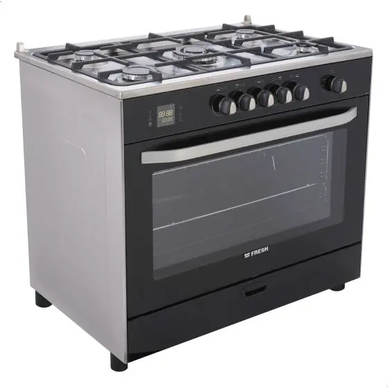 [16937] Fresh Hammer Digital Gas Cooker, 5 Burners, Black and Silver - 16937