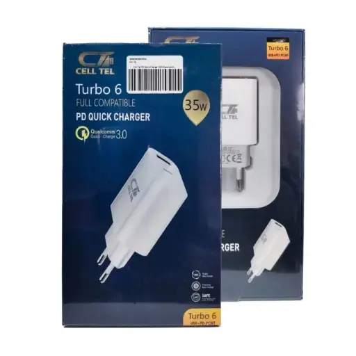 Cell Tel Charger, (QC3.0+PD), 36 Watt - Turbo-6
