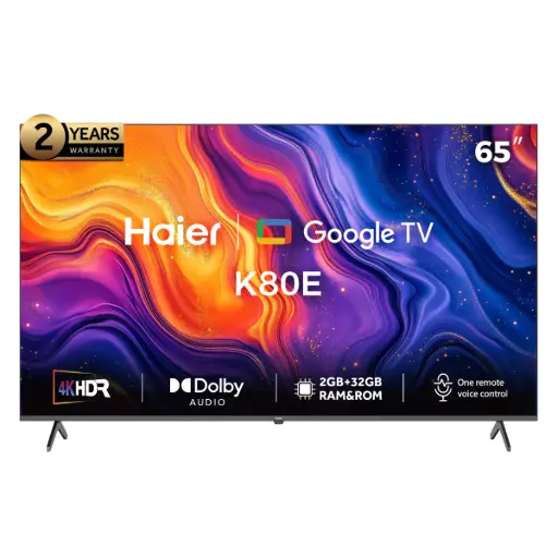 [H65K80EU] Haier 65 Inch 4K UHD Smart LED TV with Built-in Receiver - H65K80EU 